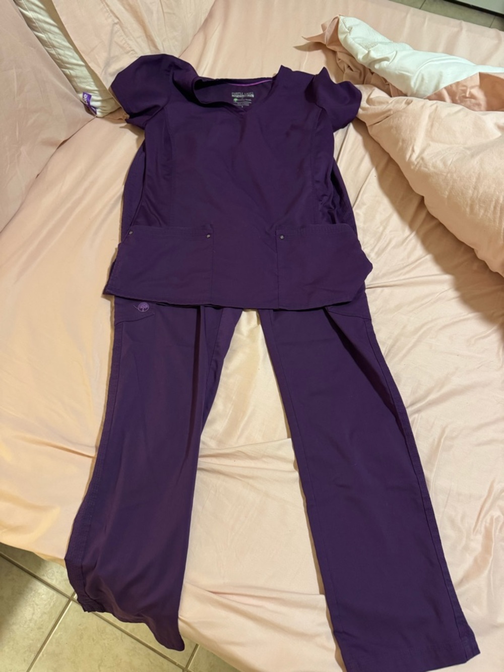 healing hands Purple Women's Scrub set